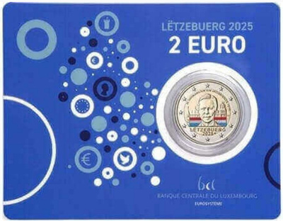 ** LUXEMBURG 2€ 2025 Henri BU coin card väritetty **