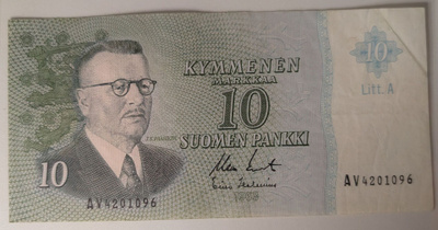 10 Markkaa 1963 Litt. A AV4201096
