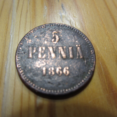 5 Penniä 1866 mahd. kl 2