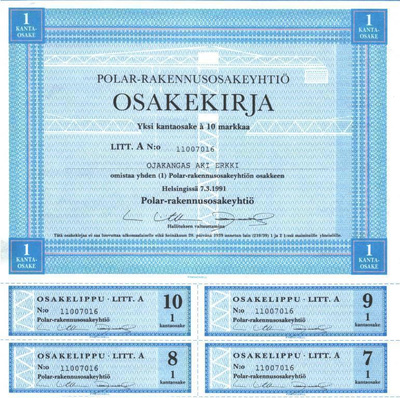 OKK 1991 Polar-Rakennus Oy, Helsinki pörssi osakekirja