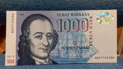 Suomen pankki 1000mk 1986 Litt.A