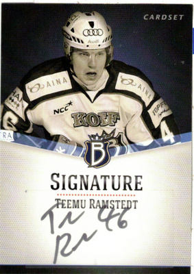 2012-13 Cardset TEEMU RAMSTEDT Blues HIFK Signature nimmarI