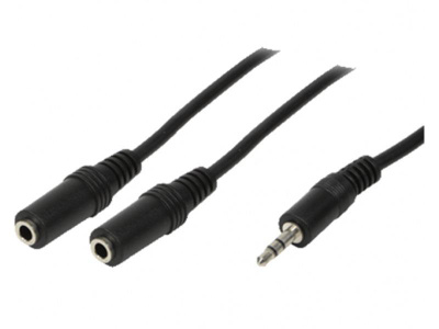 LogiLink 3,5mm uros  2x3,5mm naaras Y-kaapeli, 0.2m, musta