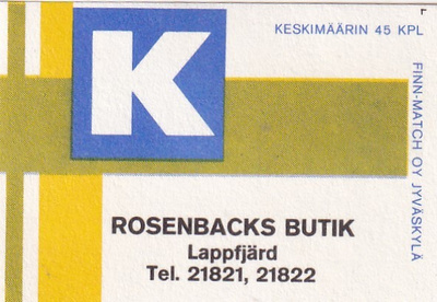 Lappfjärd, Rosebacks Butik  6/3
