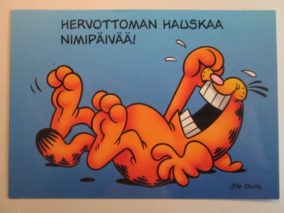 KULKENUT JIM DAVIS NIMIPÄIVÄKORTTI KARVINEN  KERÄILIJÄLLE