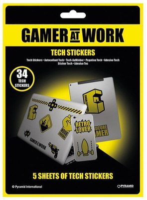 GAMER AT WORK TECH STICKERS (58 092) 5 sivua 21x17cm, 34 tar