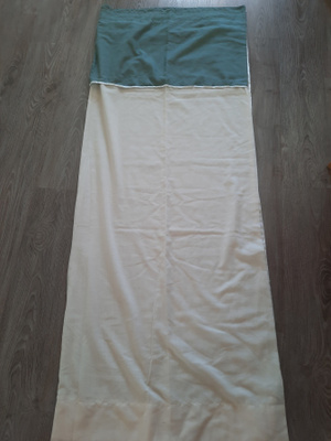 Luonnonvaalea - murrettu vihreä pitkät verhot 288x182cm