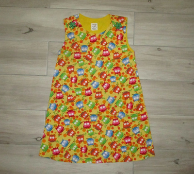 Ullekas liivimekko pöllö 122/128cm, käsityötä!