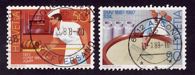Sveitsi 85,87,    Ruoka,juusto, leipuri Mi 1301, 1353