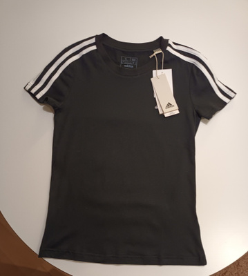 Adidas t-paita , musta, valk.raidat. XS / S UUSI!