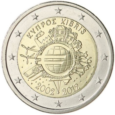 Kypros 2012 2 € Euro 10 vuotta UNC