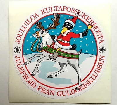 Joulupukki ja poro iso tarra