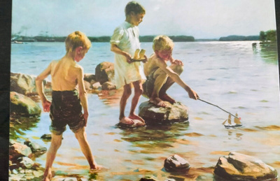 Albert Edelfelt Leikkiviä poikia rannalla