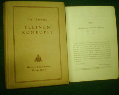 Emil Saraoja : YLEINEN KONEOPPI ( 3 p. 1947 ) Sis.pk:t