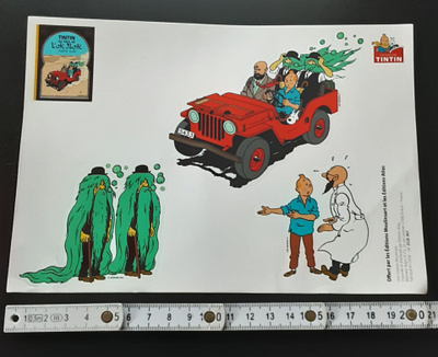 3 kpl tarra-arkki Tintin auto Edition Atlas keräilysarjasta