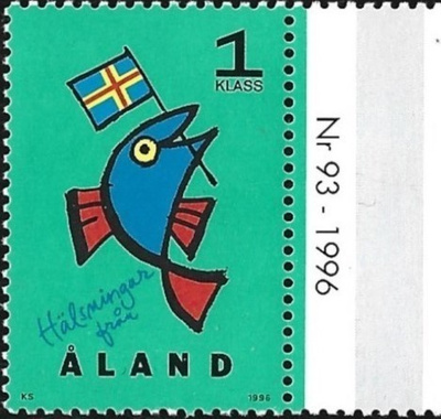 Ål 1996 Tervehdys-merkit 1. lk välilöpari numero ** LaPe 107