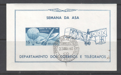 Brasilia 1967 lentokoneblokki leimattuna.