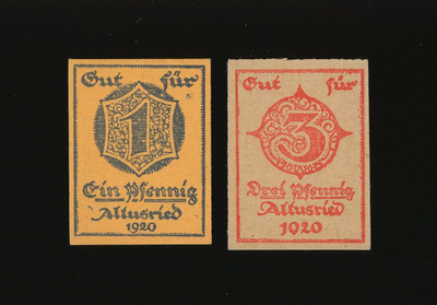 Saksa Notgeld 1, 3 Pfennig, Altusried 1920