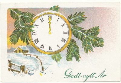 Uudenvuoden kello - vanha Carte Postale