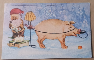 Possun töpselinenästä sähköjohto tontun lamppuun, p. 1954