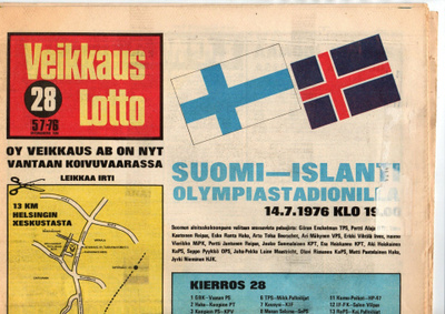 VVEIKKAUS-LOTTO n:o 28 1976