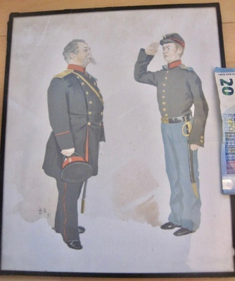 VANHA Litografia Hugo Backmansson Suomen Kadettikoulu 1800-l