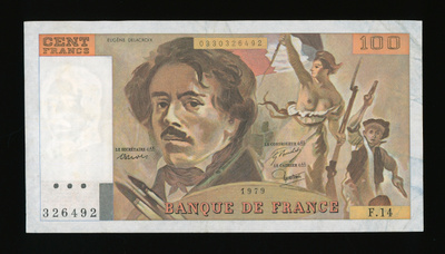 Ranska 100 Francs 1979 Delacroix, P154a