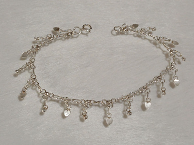 Hopea sydän aarrekääty, sydän rannekoru 925