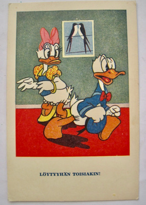 VANHA Postikortti Disney Aku Ankka Paletti