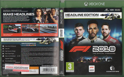 F1 2018	(78 429)	k		XBOXONE					(headline ed)		16 - ikäraja