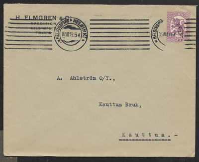 Postilä. - Saarinen 0,40mk (LAPE 72A) Helsinki 16.8.1919