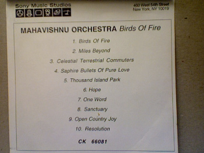 MAHAVISHNU ORCHESTRA :: BIRDS OF FIRE ::  PROMO CD !! 2000 !