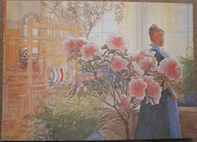 Carl Larsson -kortti 'Tyttö ja pionit'