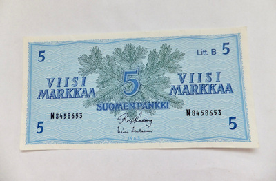 5 mk 1963 Litt B N-sarja PAKKASILEÄ