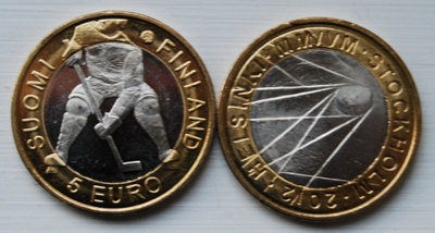 5 euro Suomi 2012 Jääkiekon MM-kisat,UNC