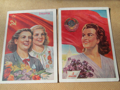 CCCP: kaksi vintage propaganda postikorttia - 1950-luku