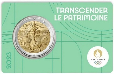 ** RANSKA 2€ 2023 Pariisin olympialaiset BU coin card **