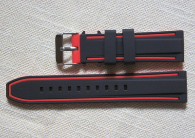 22mm musta punainen silikonikumi ranneke