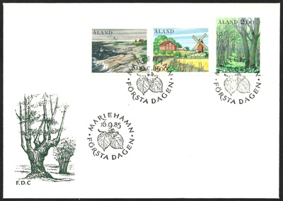 FDC Åland 1985 Yleism Ahvenanmaan luonto LaPe ÅL 011-013