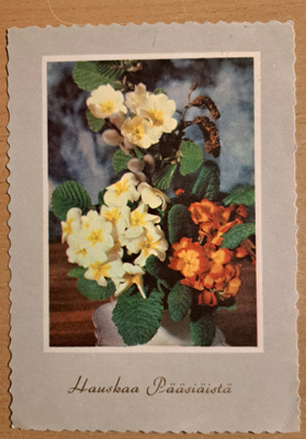 kukkia, pääsiäiskortti, kulkenut 1963