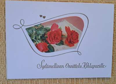Onnittelukortti, kihlaparille, käyttämätön taitekortti