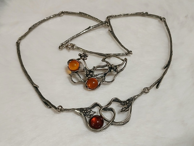 Vintage design hopea meripihka amber kaulakoru riipus