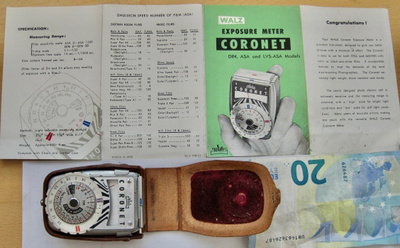VANHA Valotusmittari Walz Coronet + Ohjekirja
