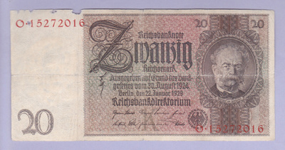 Saksa 20 Reichsmark v.1929 P-181