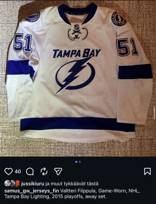 Valtteri Filppula Tampa Bay Lighting Game worn paita