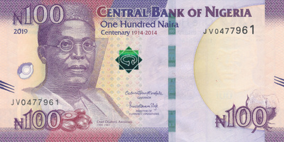 Nigeria 100 Naira 2019 P41d Centary 1914-2014