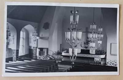 Rovaniemi, kirkon sisätilat, valokuvapk, p. 1952