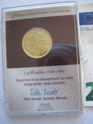 1 mk 1938 Kullattu Alkup. Kotelossa