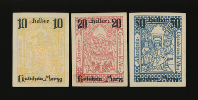 Itävalta Notgeld 10, 20, 50 Heller, Morzg
