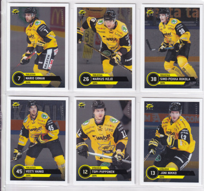 2020-21 Cardset Series 1 SaiPa Team Set 12 korttia (121-132)